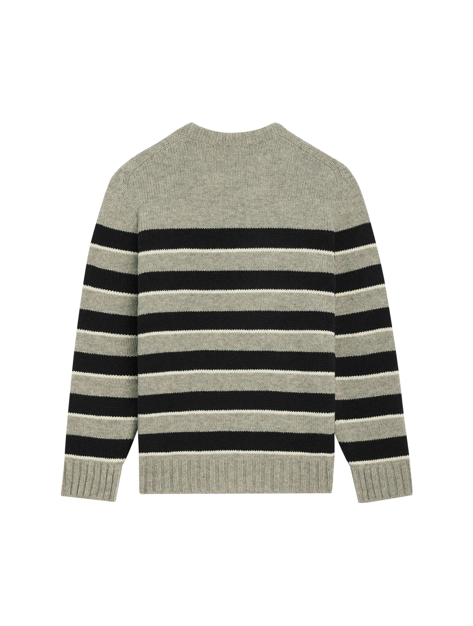 TRIOMPHE CREW NECK SWEATER IN LIGHT GRAY / BLACK STRIPED WOOL