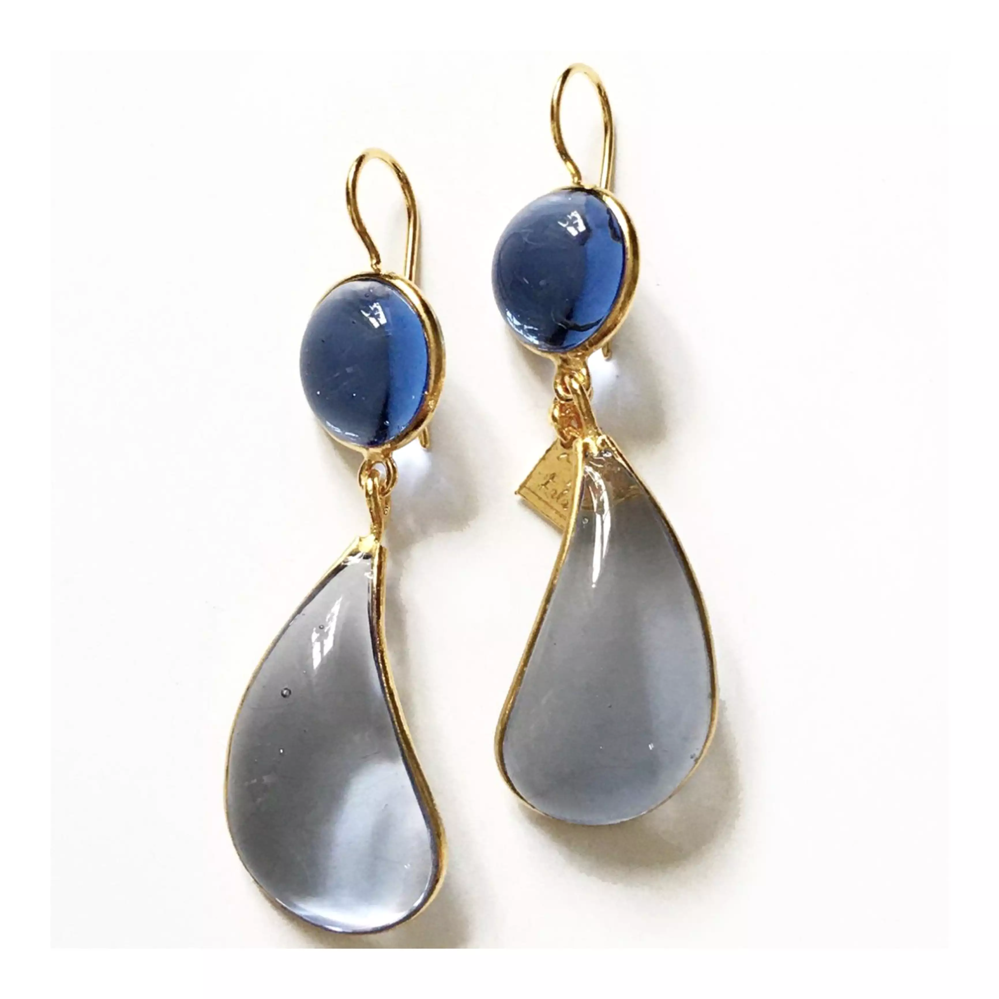 TWO TIER EARRINGS BLUE