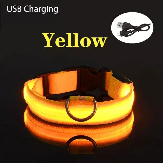 USB Charging LED Dog Collar Dog Safety Night Light Flashing Necklace Fluorescent Collars Pet Supplies