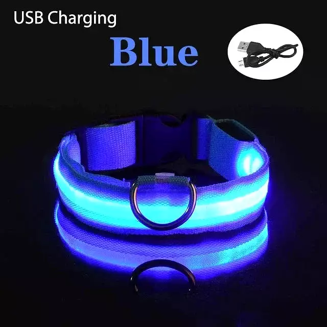 USB Charging LED Dog Collar Dog Safety Night Light Flashing Necklace Fluorescent Collars Pet Supplies