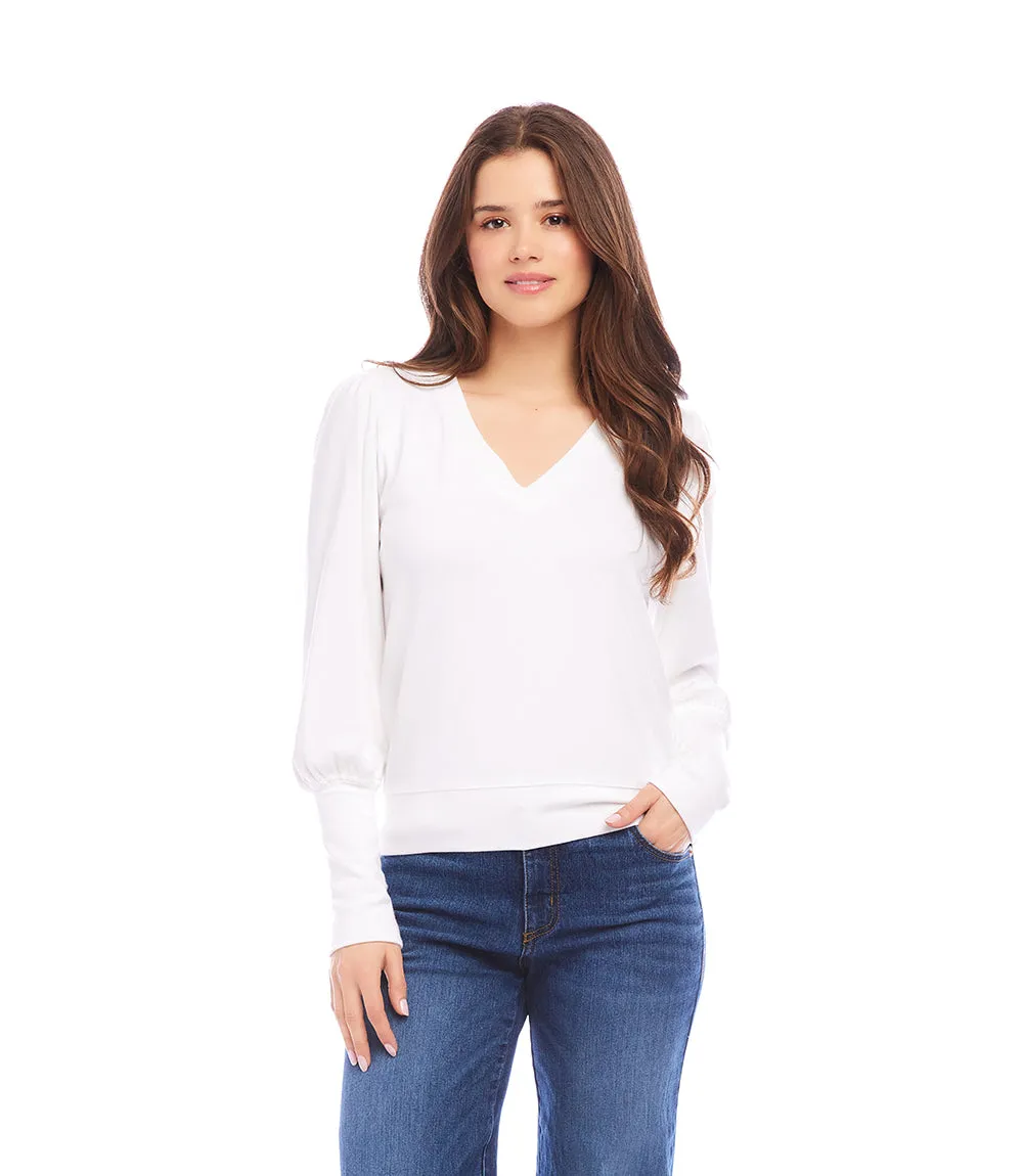 V-Neck Bishop Sleeve Top