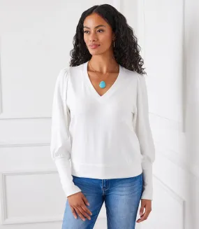 V-Neck Bishop Sleeve Top