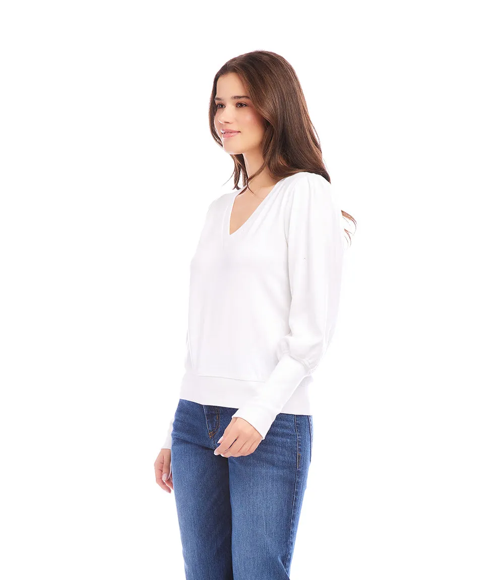 V-Neck Bishop Sleeve Top