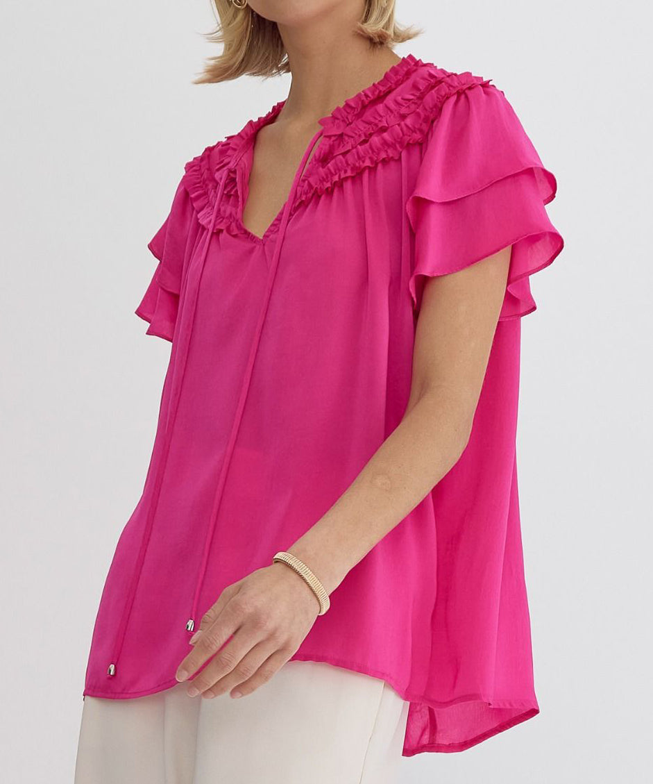 V-Neck Top - Dark Blue OR Pink