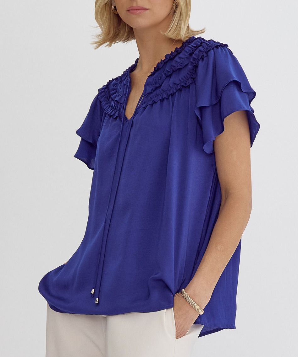 V-Neck Top - Dark Blue OR Pink