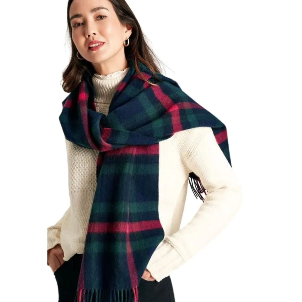 Womens Langtree Navy Pink Check Scarf