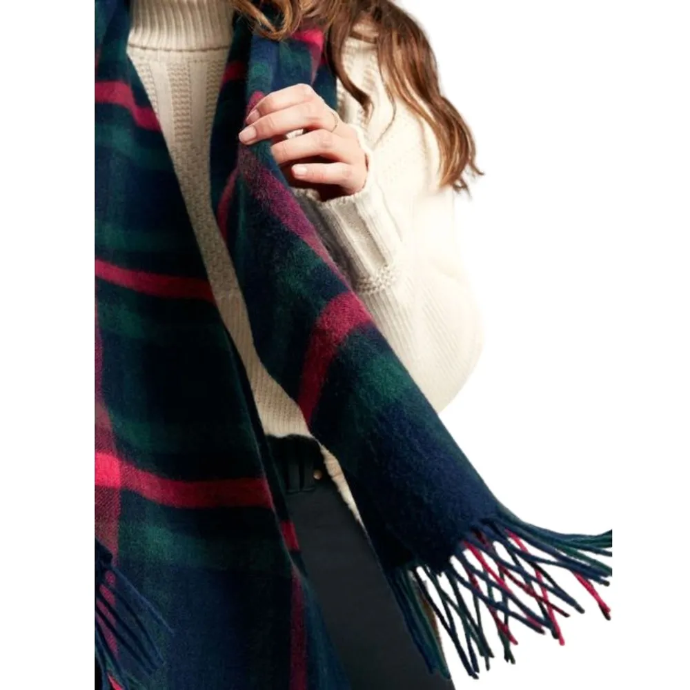 Womens Langtree Navy Pink Check Scarf