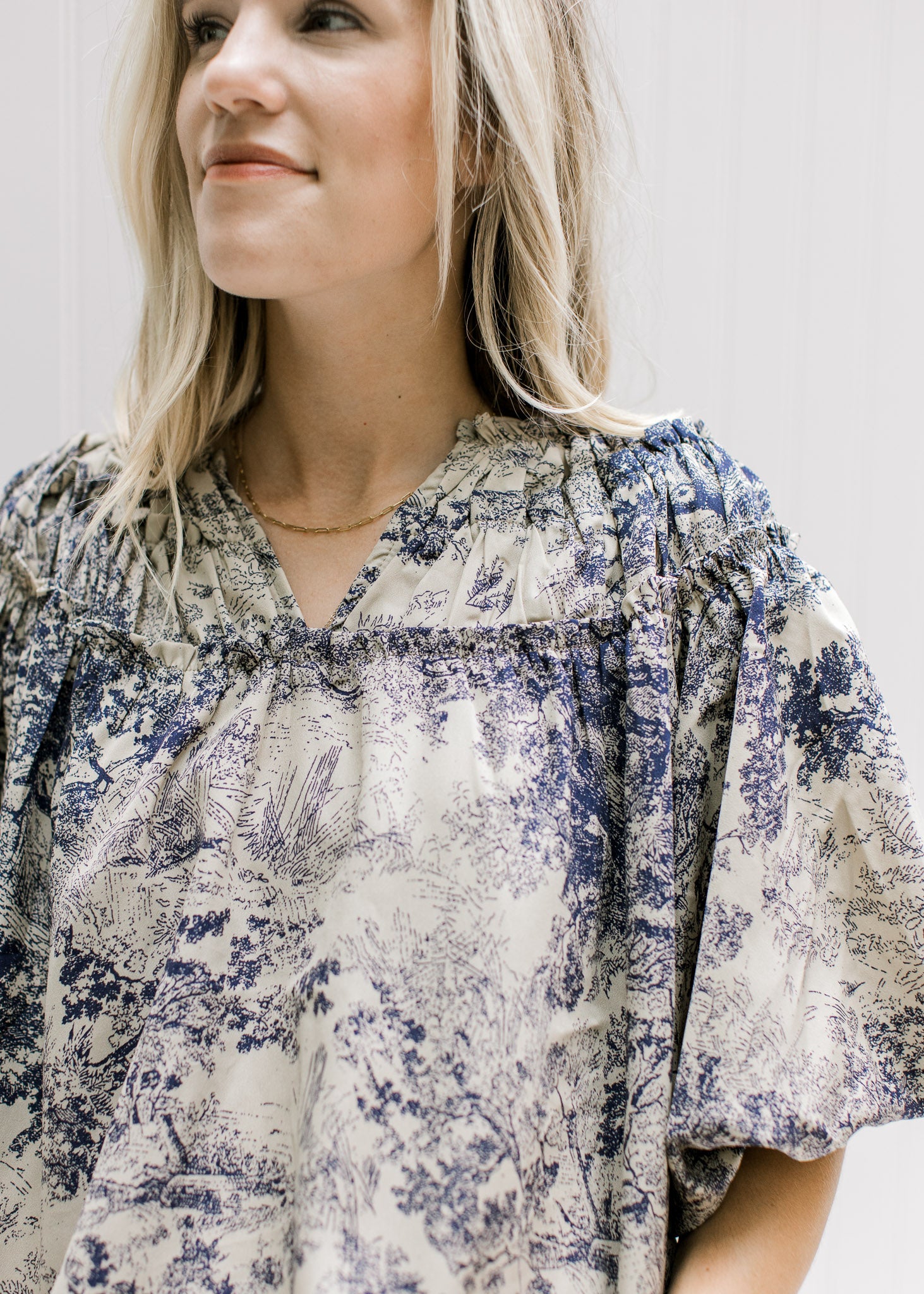 X Blue Toile Top