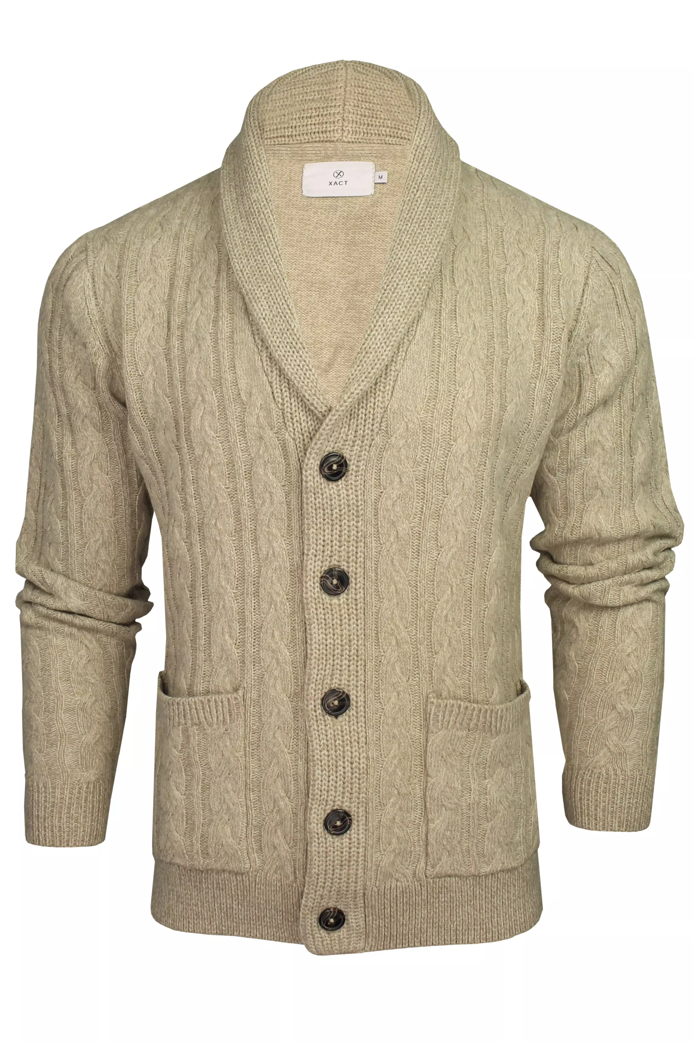 Xact Mens Cable Shawl Neck Cardigan