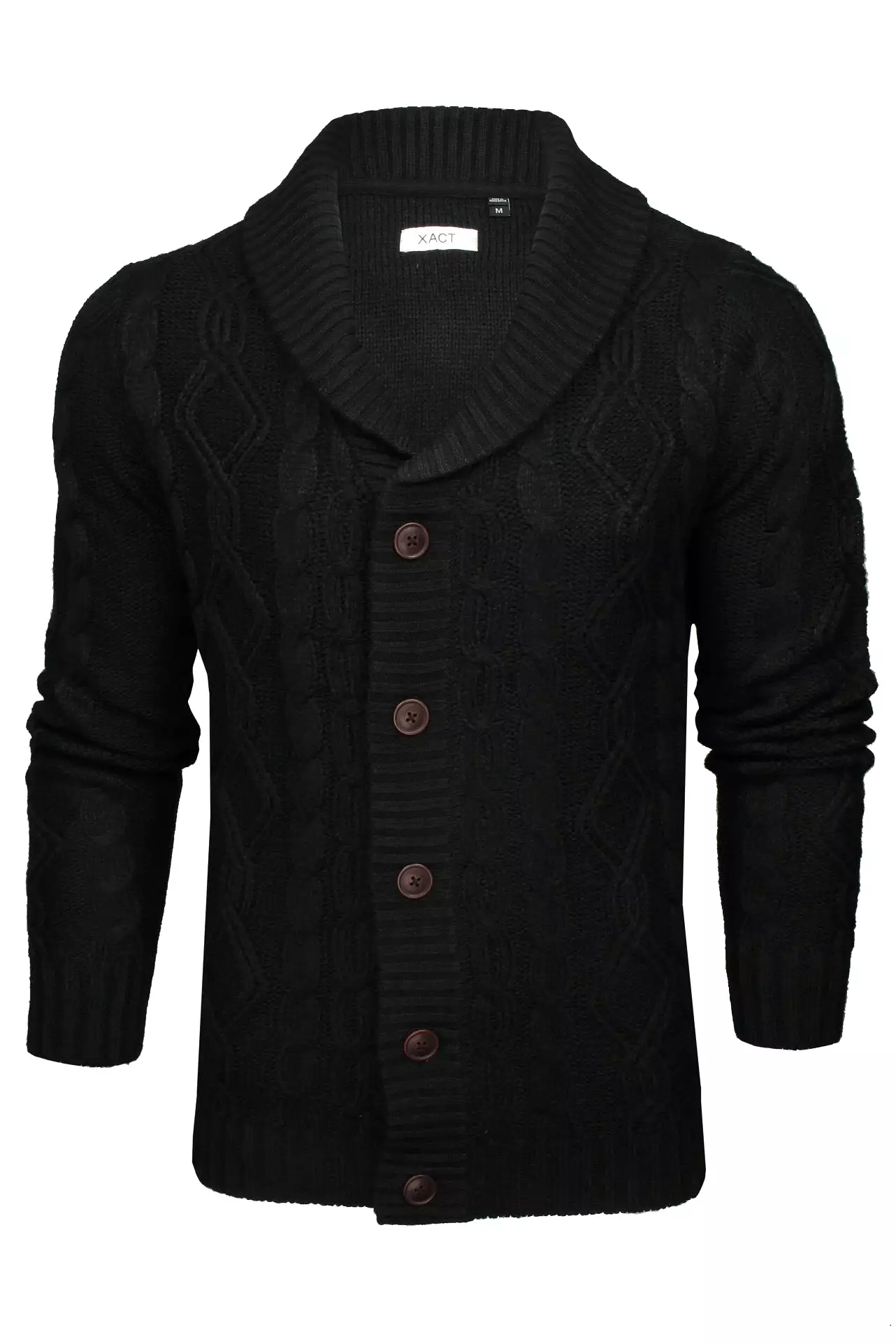 Xact Mens Shawl Neck Cable Knit Cardigan