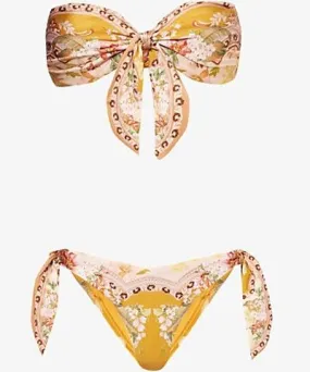 ZIMMERMANN Womens Mustard Floral Wylie Scarf Tie bandeau bikini