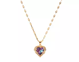 Zircon Heart Pendant Necklace LIN46