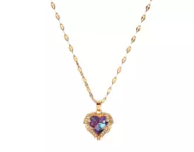 Zircon Heart Pendant Necklace W344